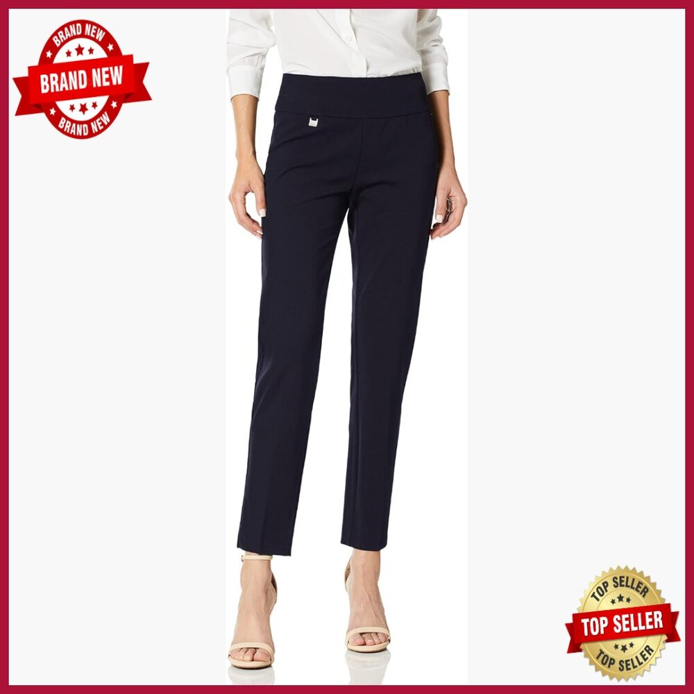 Plus Size Pull On Knit Ankle Pants Tummy Control Wrinkle Resistant